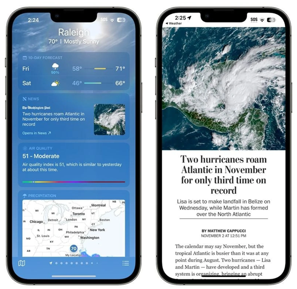 澄江苹果14维修分享iPhone 14手机如何看天气时顺带看新闻 