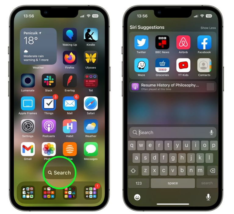 澄江苹果手机维修分享升级到 iOS 16 后，如何删除主屏幕上的搜索按钮 