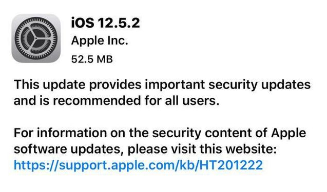 澄江苹果手机维修分享iOS12.5.2发布，建议所有老苹果用户安装 